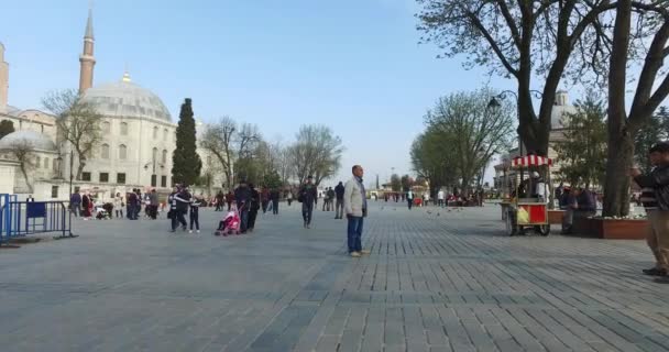 Plaza Sultanahmet un lugar para los turistas a visitar en Estambul — Vídeos de Stock