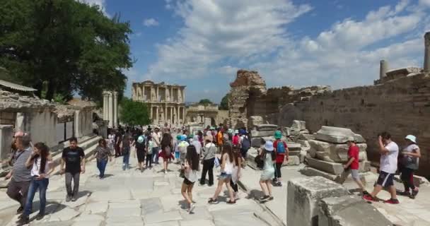 Τα ερείπια της αρχαίας πόλης της Εφέσου με αντίκες — Αρχείο Βίντεο