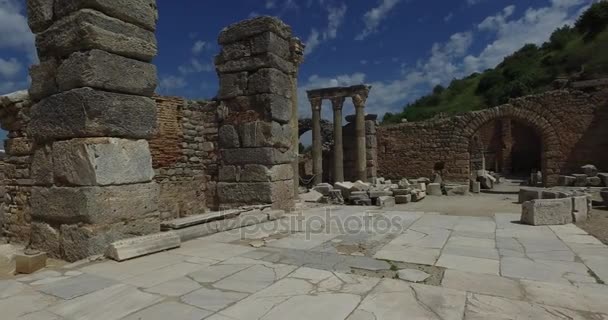 Les ruines de l'ancienne cité antique d'Ephèse — Video