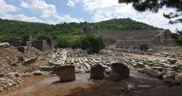 Les ruines de l'ancienne cité antique d'Ephèse — Video