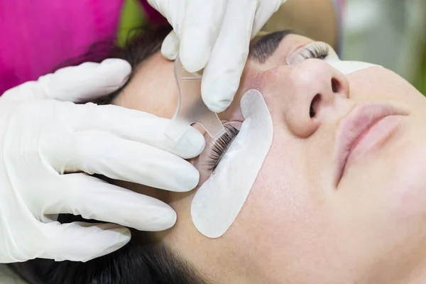 Verfahren für Wimpernverlängerungen, Wimpernkaschierung — Stockfoto