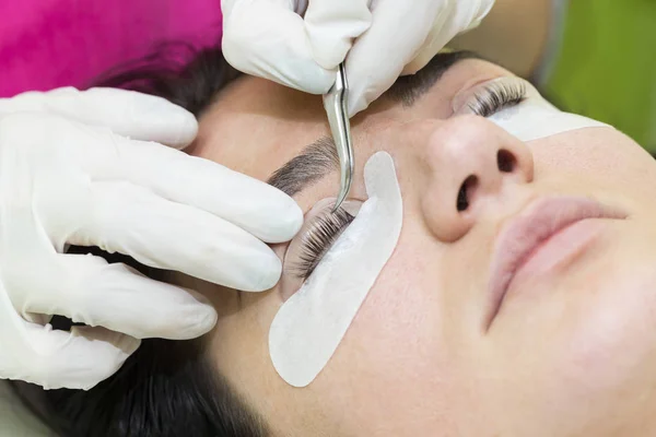 Verfahren für Wimpernverlängerungen, Wimpernkaschierung — Stockfoto