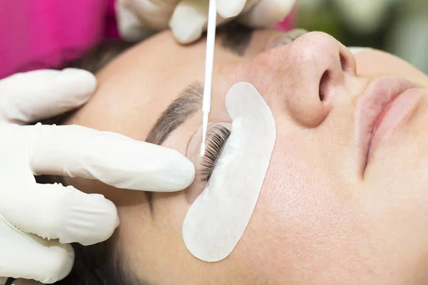 Verfahren für Wimpernverlängerungen, Wimpernkaschierung — Stockfoto