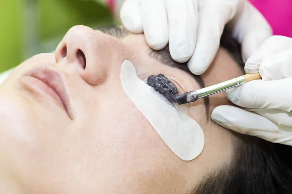 Verfahren für Wimpernverlängerungen, Wimpernkaschierung — Stockfoto