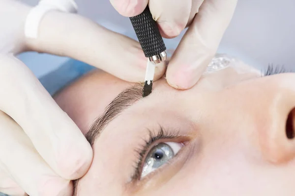 Microblading brwi przepływu pracy — Zdjęcie stockowe