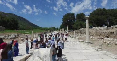 Antik kalıntıları şehir Efes Celsus Kütüphanesi Binası, amfitiyatro tapınaklar ve sütunları antika. Unesco Dünya Mirası listesi için aday 