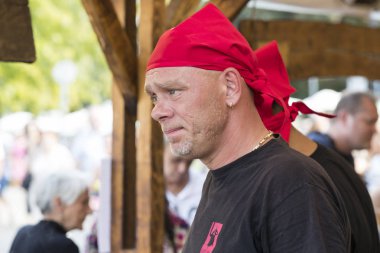 Geleneksel halk Saint Istvn ve halk ustaları ile Macaristan ekmek ilk adil. Budapeşte. Macaristan