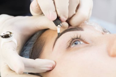 Microblading eyebrows workflow clipart