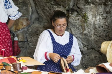 Geleneksel halk Saint Istvn ve halk ustaları ile Macaristan ekmek ilk adil. Budapeşte. Macaristan 