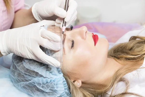 Microblading Augenbrauen Workflow — Stockfoto