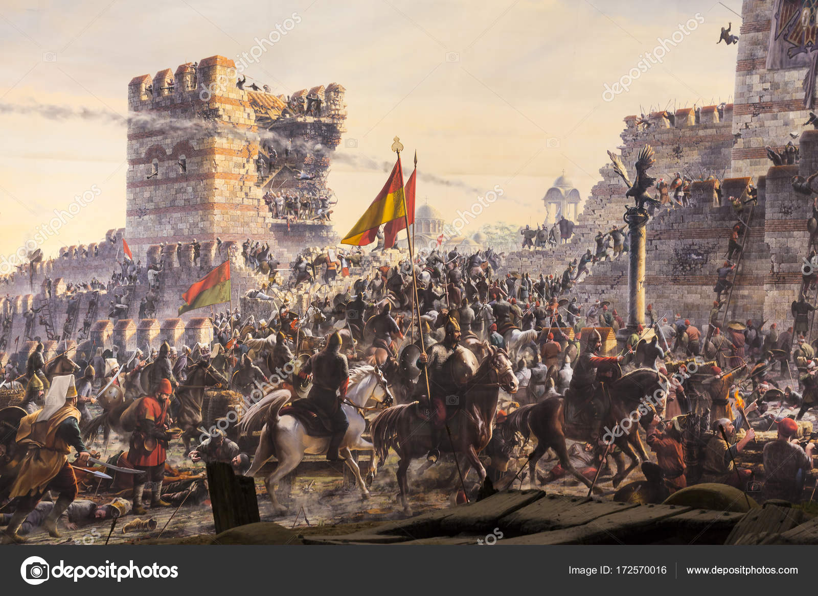 Fall of Constantinople in 1453. Captured by Mehmet. Panorama Museum 1453, Istanbul,