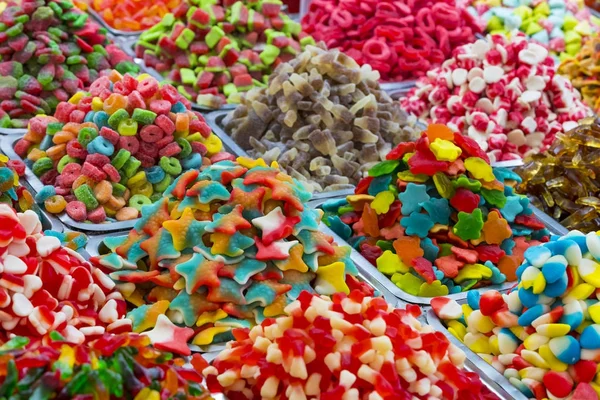 Background of colored jelly sweets shot close-up