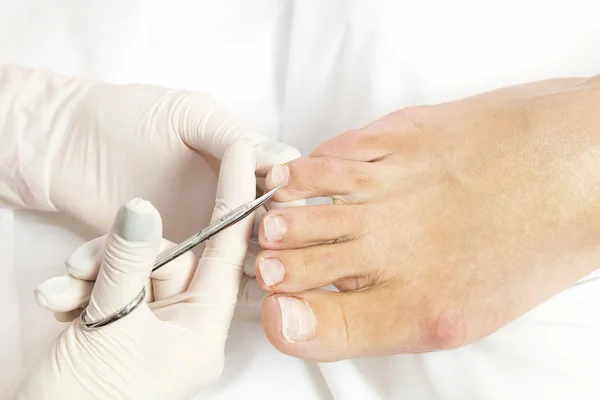 Female Foot Process Pedicure Procedure Beauty Salon Close — Stock Photo, Image