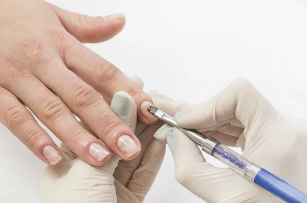 Processo Trabalho Mestre Salão Manicure Unhas Femininas — Fotografia de Stock