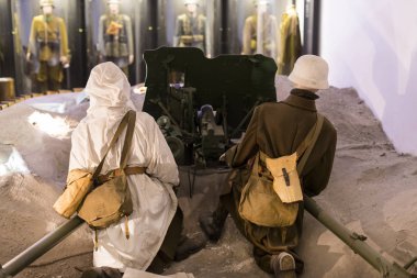 Budapeşte, Macaristan - 22 Ağustos 2017: tarihsel sergiler ve savaş konulu kompozisyonlar Macar ordusunun askeri Tarih Müzesi.