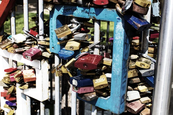 Budapest Ungheria Agosto 2017 Locks People Love Street Fence Center — Foto Stock