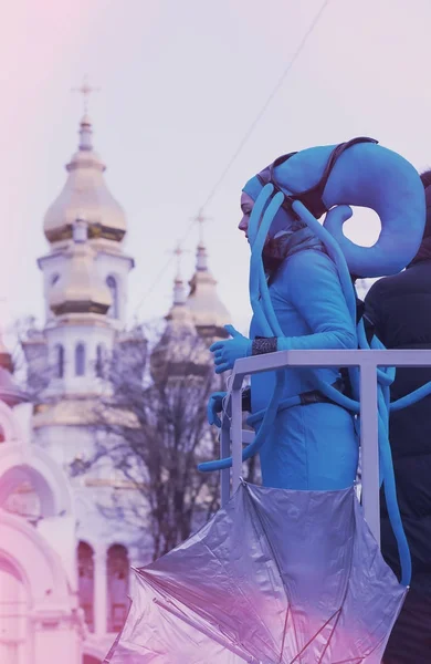Charkov Ukrajina Února 2017 Tradiční Oslava Karnevalový Kostým Show Městě — Stock fotografie