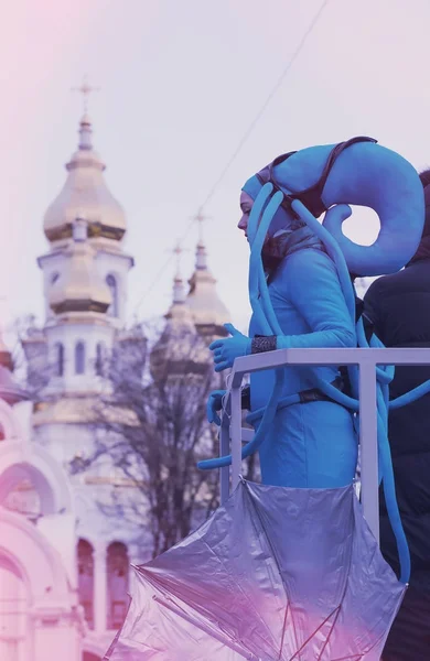 Kharkov Ukraine Février 2017 Spectacle Traditionnel Costumes Carnaval Sur Place — Photo