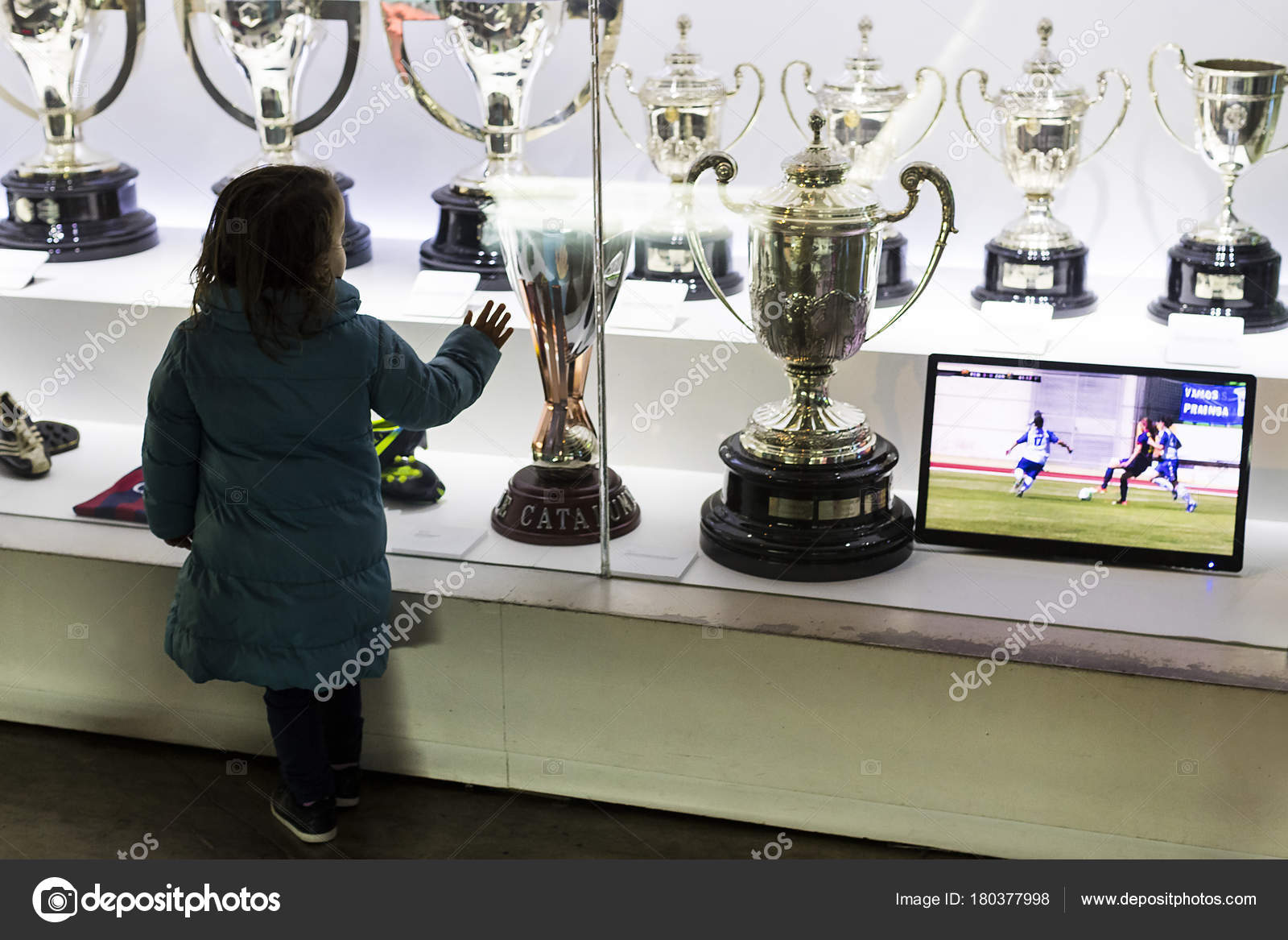 Barcelona Spain January 2018 Museum Trophies Cups Awards