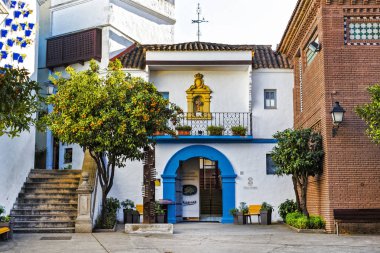 Barcelona, İspanya - 13 Ocak 2018: mimari karmaşık Poble Espanyol ülkenin geleneksel mimarisinin. Barselona'da düzenlenen bir uluslararası sergi için 1929 yılında oluşturulan.