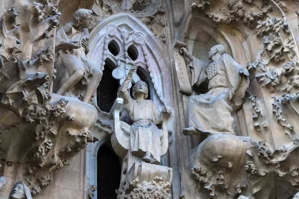 Барселона Испания Января 2018 Элементы Архитектуры Статуи Входа Старую Часть — стоковое фото