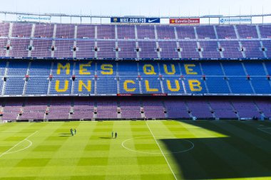 Barcelona, İspanya - 12 Ocak 2018: stadyum standları ve kapalı alanlarda, Camp Nou Barcelona İspanya İç