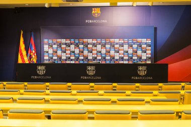 Barcelona, İspanya - 12 Ocak 2018: stadyum standları ve kapalı alanlarda, Camp Nou Barcelona İspanya İç