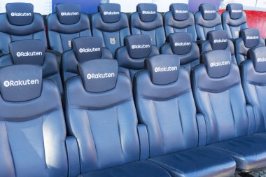 Barcelona, İspanya - 12 Ocak 2018: stadyum standları ve kapalı alanlarda, Camp Nou Barcelona İspanya İç