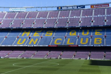 Barcelona, İspanya - 12 Ocak 2018: stadyum standları ve kapalı alanlarda, Camp Nou Barcelona İspanya İç