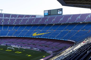 Barcelona, İspanya - 12 Ocak 2018: stadyum standları ve kapalı alanlarda, Camp Nou Barcelona İspanya İç