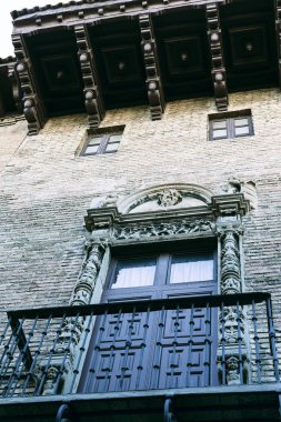 Barcelona, İspanya - 13 Ocak 2018: mimari karmaşık Poble Espanyol ülkenin geleneksel mimarisinin. Barselona'da düzenlenen bir uluslararası sergi için 1929 yılında oluşturulan. 