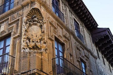 Barcelona, İspanya - 13 Ocak 2018: mimari karmaşık Poble Espanyol ülkenin geleneksel mimarisinin. Barselona'da düzenlenen bir uluslararası sergi için 1929 yılında oluşturulan. 