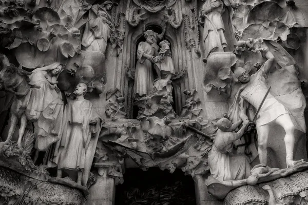 Барселона Испания Января 2018 Черно Белые Элементы Изображения Архитектуры Статуи — стоковое фото