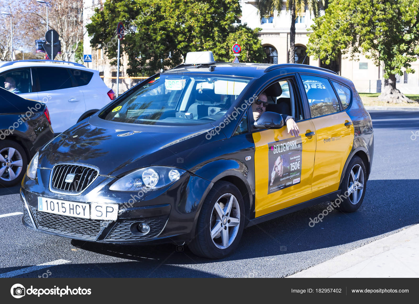 Barcelona España Enero 2018 Taxi Auto