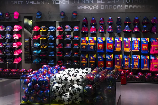 Barcelona Spain January 2018 Resmi Store Barcelona Pakaian Dan Tim — Stok Foto