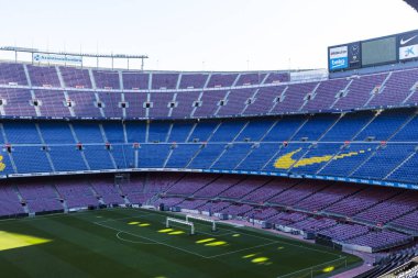Barcelona, İspanya - 12 Ocak 2018: stadyum standları ve kapalı alanlarda, Camp Nou Barcelona İspanya İç 