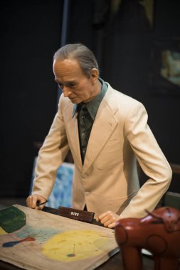 Barcelona, İspanya - 11 Ocak 2018: balmumu Müzesi rakamlar sokak Las Ramblas Barselona. 