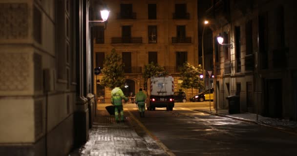 Barcelona España Enero 2018 Limpieza Nocturna Automatizada Las Calles Del — Vídeos de Stock