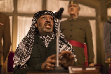 Barcelona, İspanya - 11 Ocak 2018: balmumu Müzesi rakamlar sokak Las Ramblas Barselona.