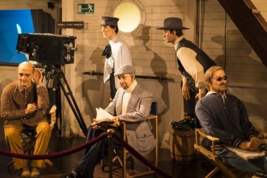 Barcelona, İspanya - 11 Ocak 2018: balmumu Müzesi rakamlar sokak Las Ramblas Barselona.