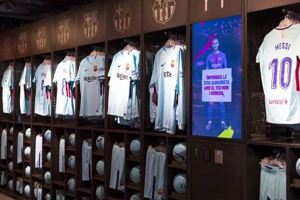 Barcelona Spagna Gennaio 2018 Official Store Barcelona Squadra Abbigliamento Calzature — Foto Stock