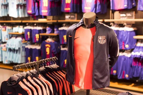 Barcelona España Enero 2018 Tienda Oficial Del Barcelona Equipo Ropa — Foto de Stock