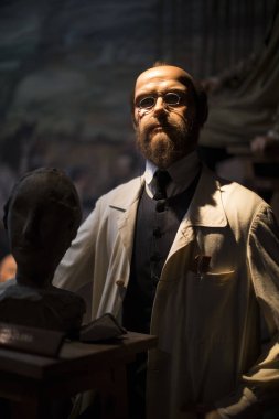 Barcelona, İspanya - 11 Ocak 2018: balmumu Müzesi rakamlar sokak Las Ramblas Barselona. 