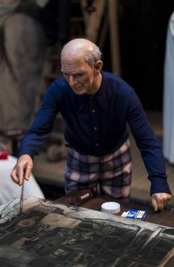 Barcelona, İspanya - 11 Ocak 2018: balmumu Müzesi rakamlar sokak Las Ramblas Barselona. 