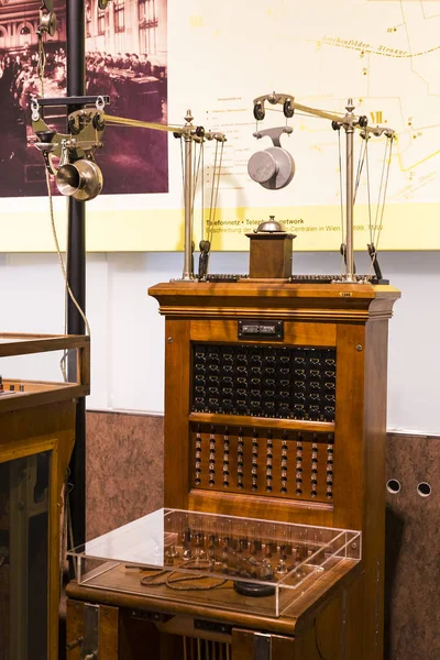 ウィーン オーストリア 2017 ウィーン技術博物館展示電信の発展の歴史の生産と電話は 博覧会を表します — ストック写真