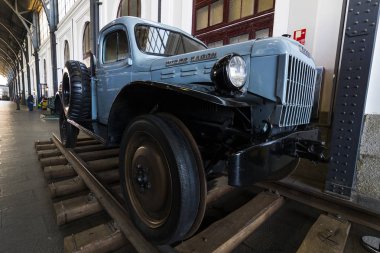 Madrid, İspanya - 27 Mart, 2018: Müzesi trenler Madrid Fuar demiryolu donatımı servis ekipman ve tarihi gelişimi.