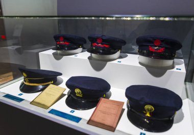 Madrid, İspanya - 27 Mart, 2018: Müzesi trenler Madrid Fuar demiryolu donatımı servis ekipman ve tarihi gelişimi.