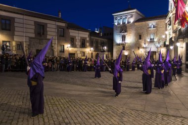 Madrid, İspanya, 30 Mart, 2018: günahkarlar Madrid sokaklarında boyunca tabii kutsal hafta içi Katolik dini ve geleneksel meslek siparişler.
