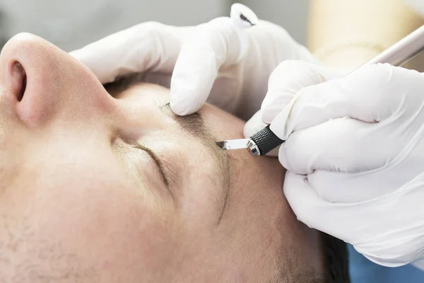 Microblading eyebrows workflow in a beauty salon