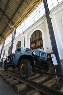 Madrid, İspanya - 27 Mart, 2018: Müzesi trenler Madrid Fuar demiryolu donatımı servis ekipman ve tarihi gelişimi.